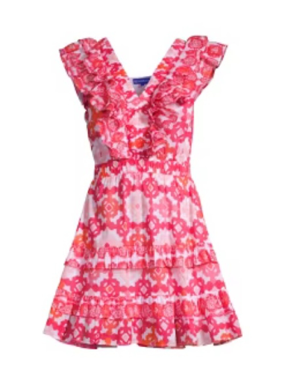 Ro’s Garden Pink & White Floral Ruffle V-Neck Dress